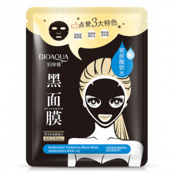 Тканинна маска для обличчя BIOAQUA Hyaluronan Hydrating Black Mask з бамбуковим вугіллям і гіалуроновою кислотою 30 г