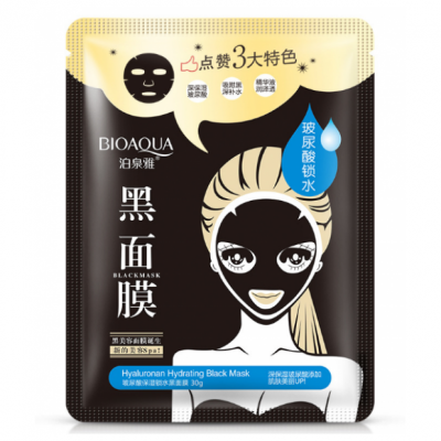 Тканевая маска для лица BIOAQUA Hyaluronan Hydrating Black Mask с бамбуковым углем и гиалуроновой кислотой 30 г