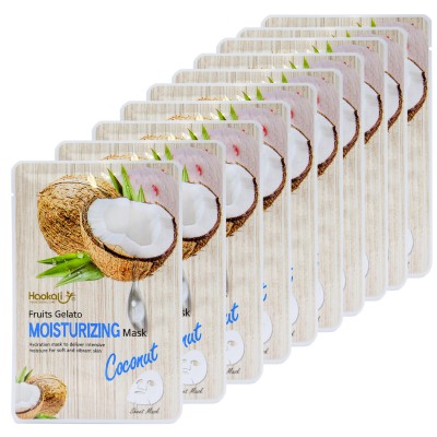 Тканинна маска Wokali Coconut Fruits Gelato Moisturizing Mask з екстрактом кокоса HA-300 (30мл*10шт)