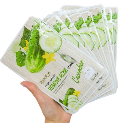 Тканевая маска Wokali Cucumber Fruits Gelato Remove Acne Mask с экстрактом огурца HA-3011 (30мл*10шт)
