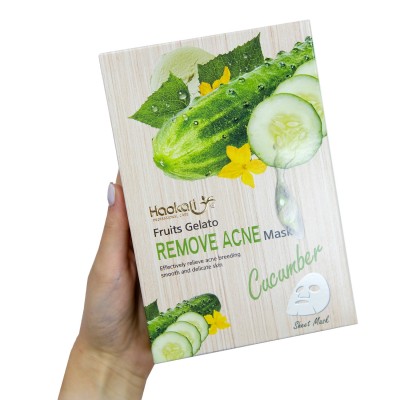 Тканевая маска Wokali Cucumber Fruits Gelato Remove Acne Mask с экстрактом огурца HA-3011 (30мл*10шт)