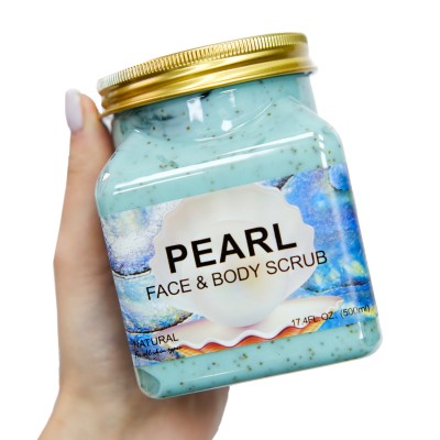 Натуральний скраб для обличчя і тіла Wokali Pearl Face and Body Scrub з перлами WKL596 500 мл