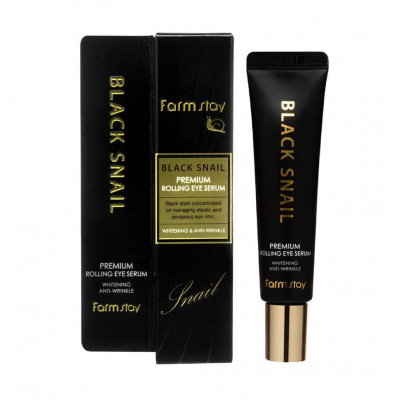 Сыворотка-ролер для кожи вокруг глаз Farm Stay Black Snail Premium Rolling Eye Serum с муцином улитки 25 мл
