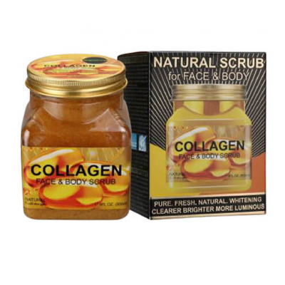 Натуральний скраб для обличчя і тіла Wokali Collagen Natural Scrub з колагеном WKL593 500 мл