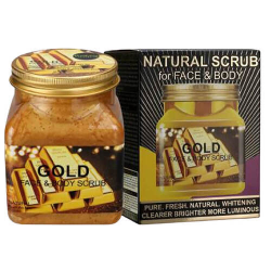 Натуральний скраб для обличчя і тіла Wokali Gold Face and Body Scrub з золотом WKL595 500 мл