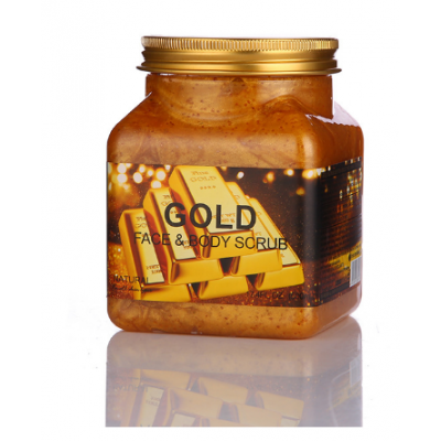 Натуральний скраб для обличчя і тіла Wokali Gold Face and Body Scrub з золотом WKL595 500 мл