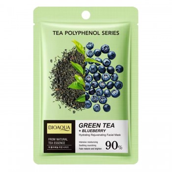 Тканевая маска для лица BIOAQUA Green Tea + Blueberry увлажняющая 25 г