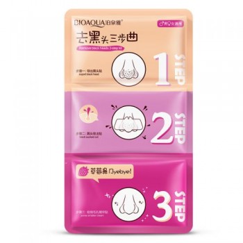 Очищающие полоски для носа BIOAQUA 3 Step Pink