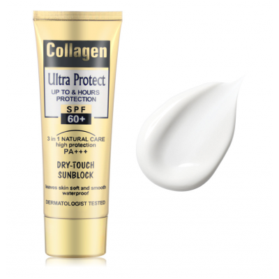 Солнцезащитный крем Wokali Collagen Ultra Protect Dry Touch 3 в 1 Защита SPF 60+ 100 мл