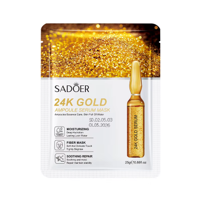 Тканинна маска для обличчя SADOER 24K Gold зволожуюча, омолоджуюча 25 г