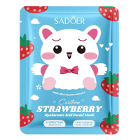 Тканинна маска для обличчя SADOER Cartoon Strawberry Hyaluronic Acid зволожуюча 25 г