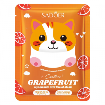 Тканинна маска для обличчя SADOER Cartoon Grapefruit Hyaluronic Acid зволожуюча 25 г