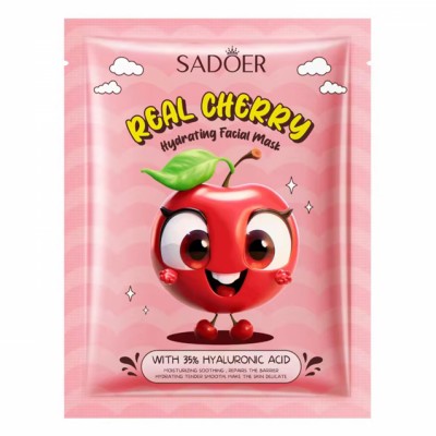 Тканевая маска для лица SADOER Real Cherry Hyaluronic Acid увлажняющая, питательная 25 г