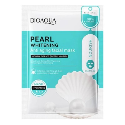 Тканевая маска для лица BIOAQUA Pearl осветляющая, омолаживающая 30 г