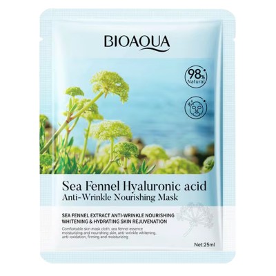 Тканевая маска для лица BIOAQUA Sea Fennel Hyaluronic Acid антивозрастная, питательная 25 г