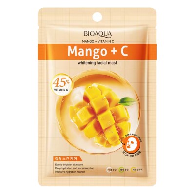 Тканинна маска для обличчя BIOAQUA Mango + Vitamin C освітлююча 25 г