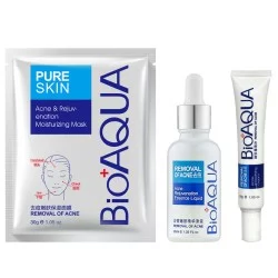 Набір для проблемної шкіри BIOAQUA Removal of Acne: тканинна маска + сироватка + крем