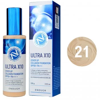 Тональный крем Enough Ultra X10 Cover Up Collagen Foundation SPF50+ PA+++ №21