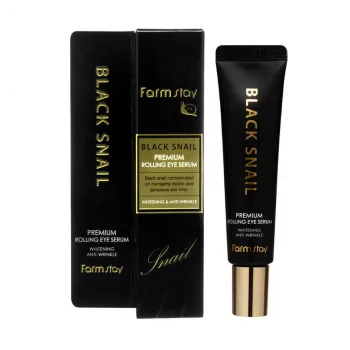 Сыворотка-ролер для кожи вокруг глаз Farm Stay Black Snail Premium Rolling Eye Serum с муцином улитки 25 мл