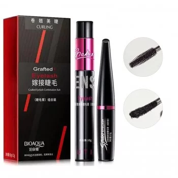 Тушь для ресниц BIOAQUA Grafted Eyelash Combination Suit 2 в 1 с шелковым волокном 10 г+1.5 г